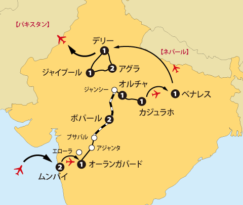 インド大周遊14日間地図sp