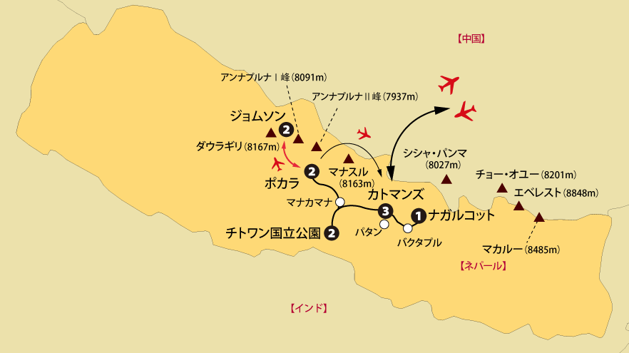 ネパール大周遊地図