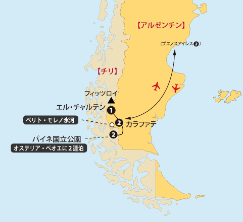 パタゴニア14日間地図sp