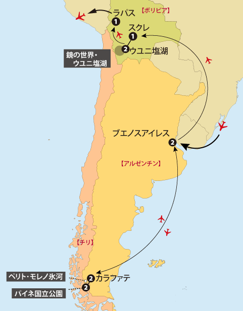 パタゴニア14日間地図sp