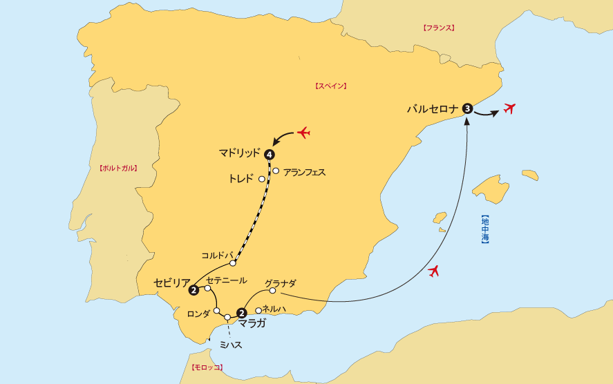 アンダルシア・バルセロナ地図pc