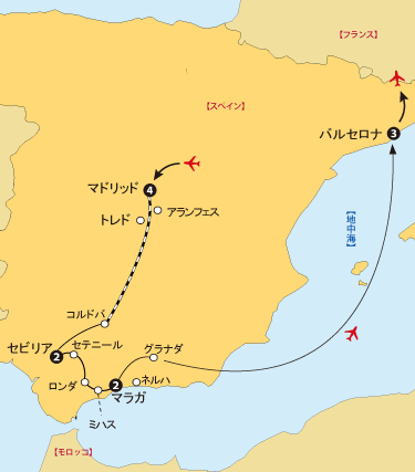 アンダルシア・バルセロナ地図sp