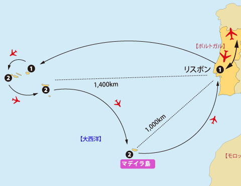 アソーレスマデイラ地図