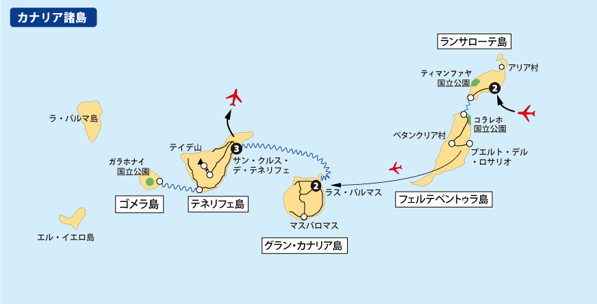 カナリア諸島11日間詳細地図