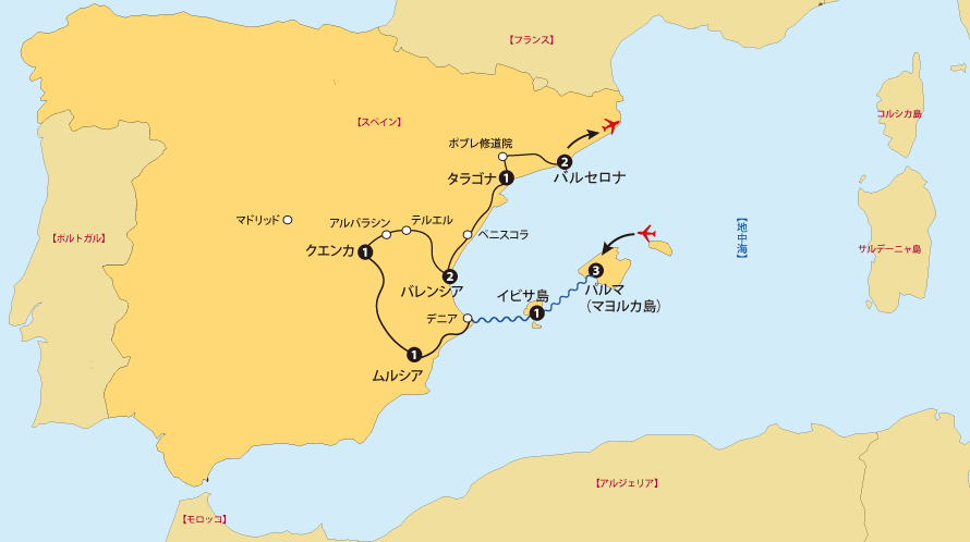 マヨルカイビサ東スペイン地図pc
